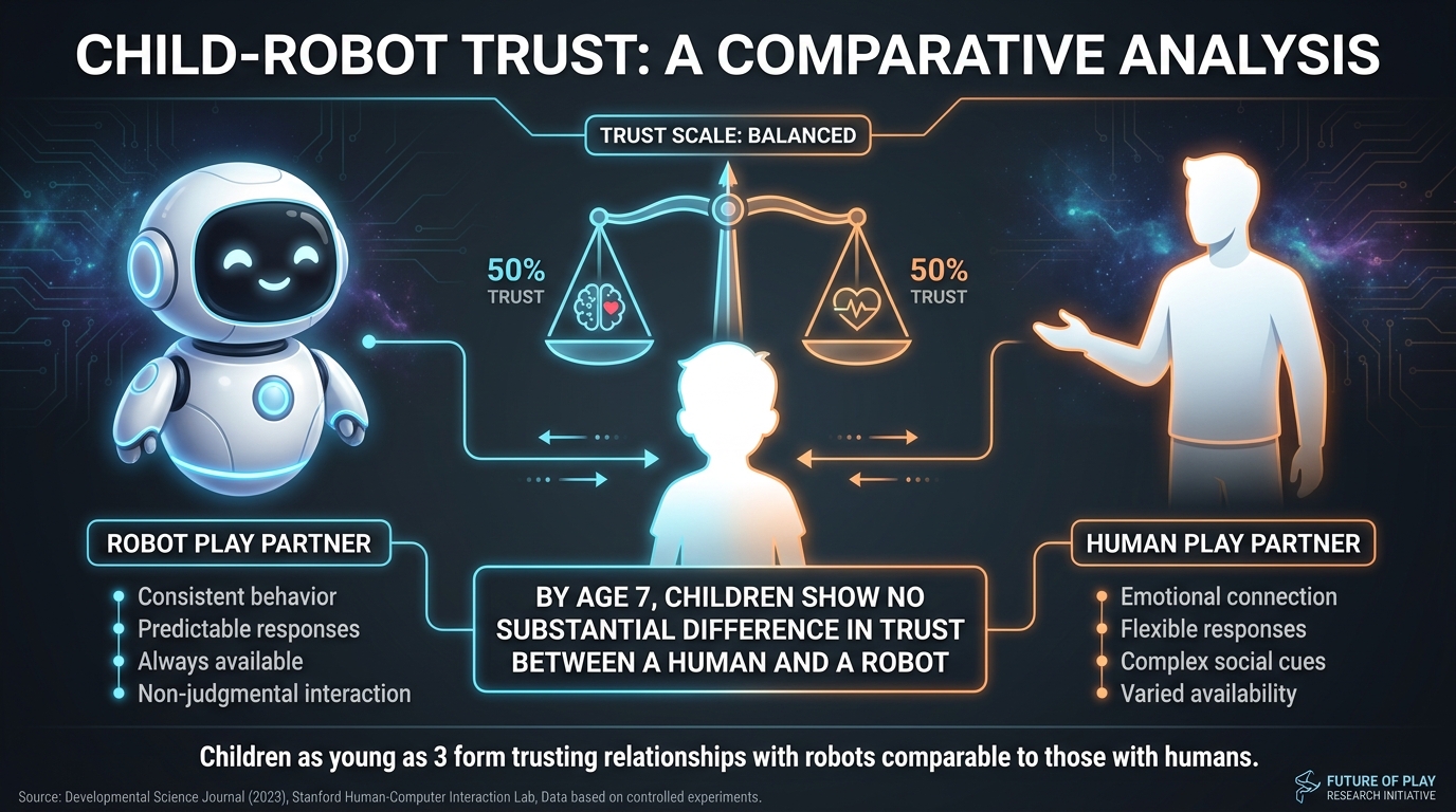 Children as young as three form trusting relationships with robots comparable to those with humans.