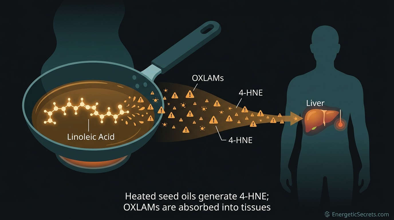 Heated seed oils generate OXLAMs and 4-HNE, linked to oxidative stress and mitochondrial damage