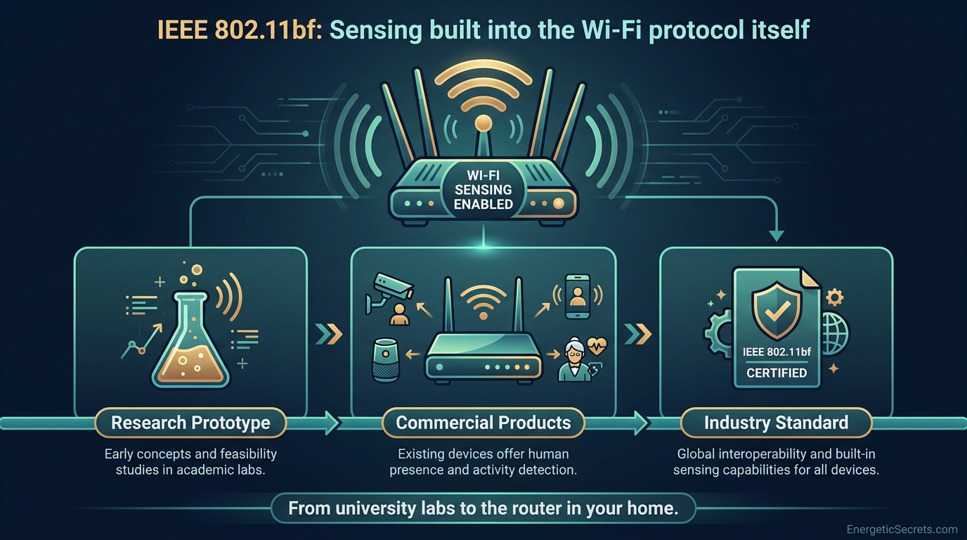 The IEEE 802.11bf amendment is building sensing into the Wi-Fi protocol itself, making it a standard feature of future routers.