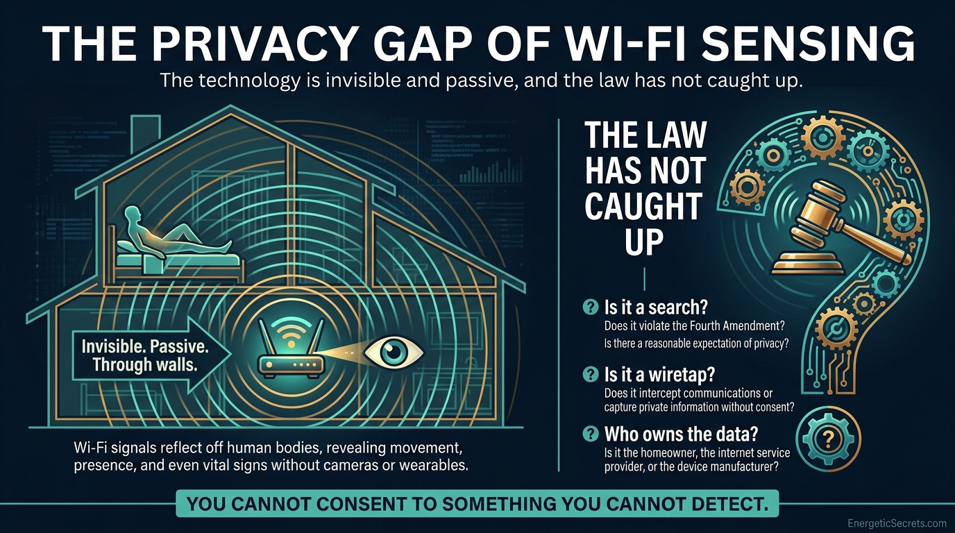 No major civil-liberties organization has yet published a Wi-Fi-sensing-specific privacy analysis, even as the technology is commercialized.