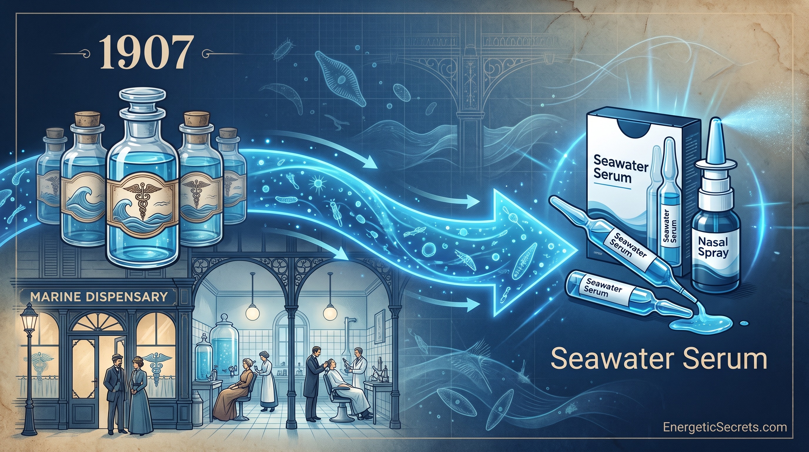 Vintage vials of Quinton seawater serum
