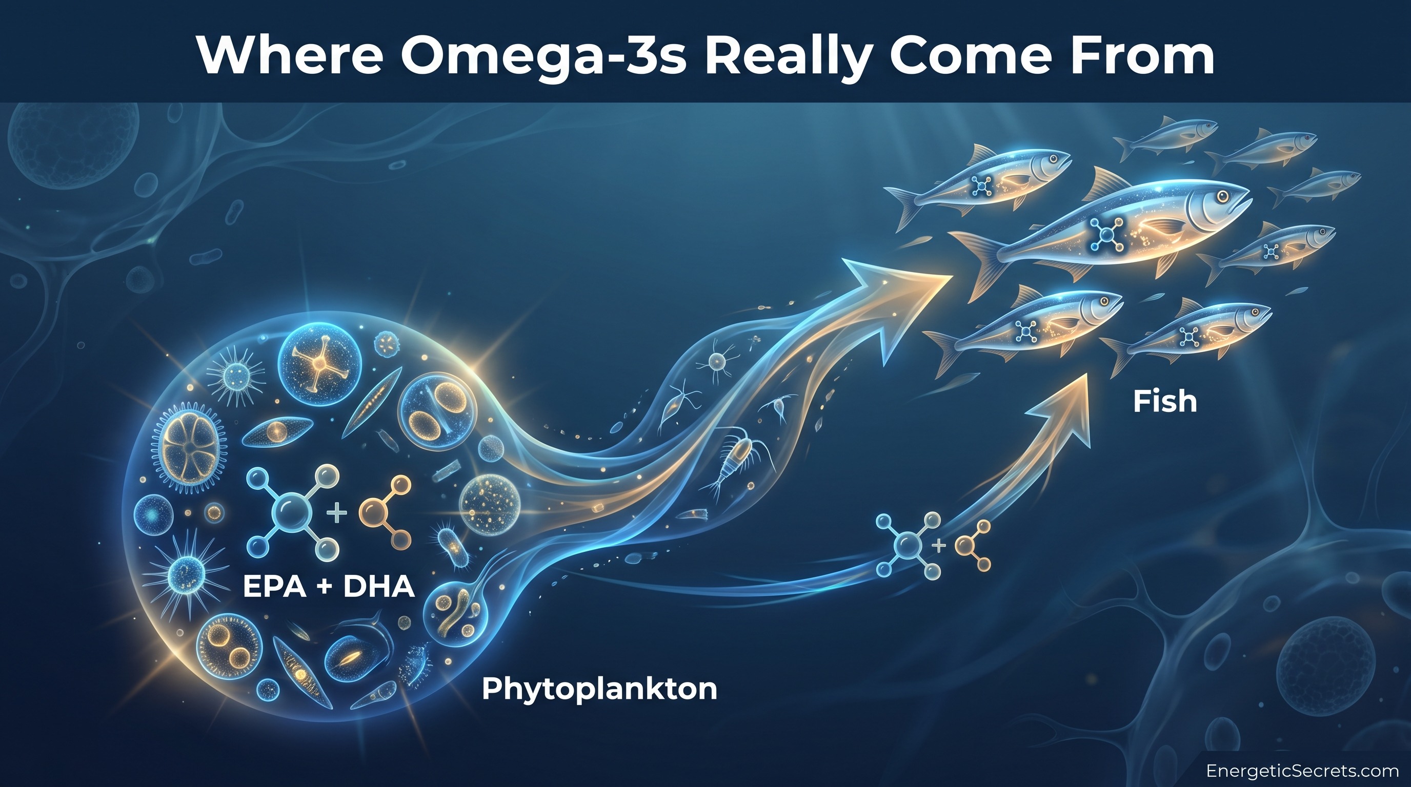 Phytoplankton producing EPA and DHA moving up the food chain