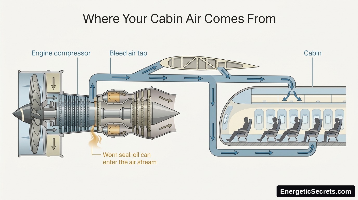 Bleed air is piped unfiltered from the engine into the cabin.