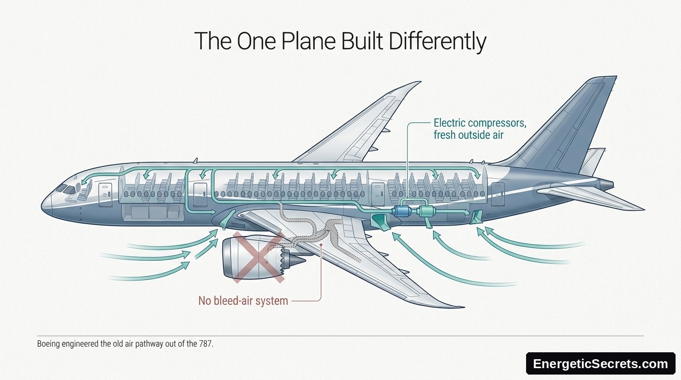 Boeing engineered the 787 to remove the bleed-air pathway.